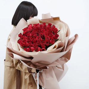 52 Premium Kenya red roses - Valentine's