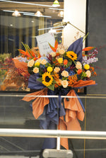 Grand opening flower stand -orange/blue